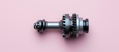 Photo of two gears on a vibrant pink surface, with plenty of copy space for your creative needs with copy space