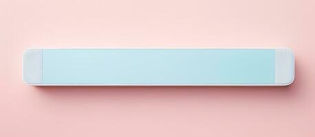 Photo of a light blue rectangular object on a pink background with copy space with copy space