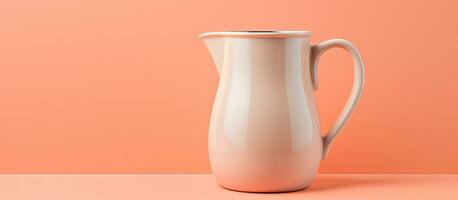 Photo of a white pitcher on a table with plenty of room for your creative ideas with copy space