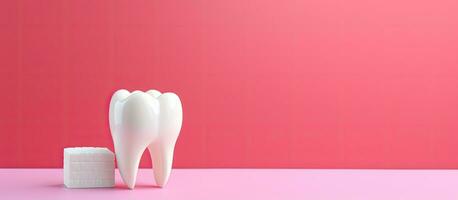 Photo of a toothbrush holder on a pink surface with plenty of space for copy with copy space