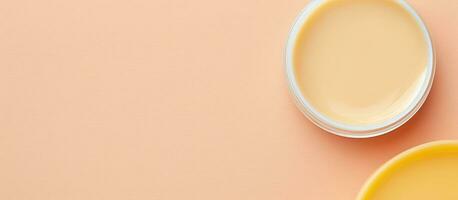 Photo of two bowls of yogurt side by side with copy space