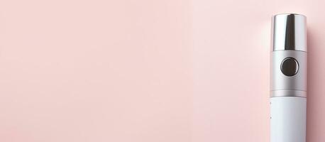 Photo of a white pen on a pink surface with plenty of space for your creative ideas with copy space