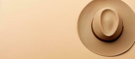 foto de un blanco sombrero colgando en un pared con Copiar espacio con Copiar espacio