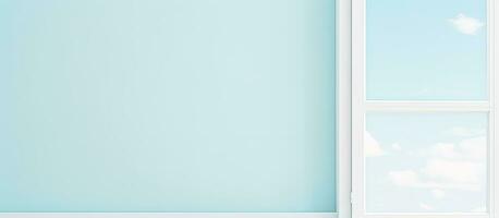 Photo of a room with a blue wall and a window, offering plenty of copy space with copy space