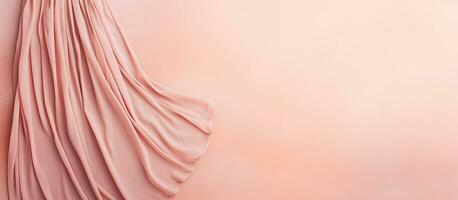 Photo of a woman in a vibrant pink dress standing against a blank wall with copy space