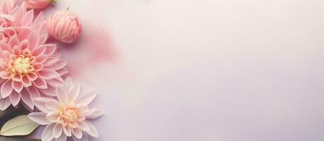 foto de un hermosa ramo de flores de rosado flores en un limpiar blanco antecedentes con Copiar espacio