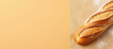 Photo of a rustic loaf of bread on a kitchen counter with plenty of space for your own text or logo with copy space