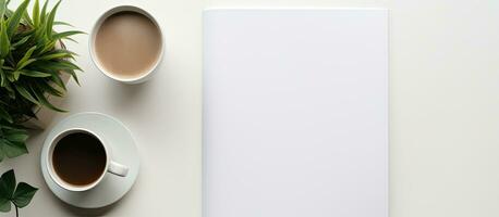 Photo of two cups of coffee with empty space for text or design with copy space