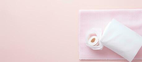 Photo of a tissue dispenser and plant on a table with empty space for your message or design with copy space