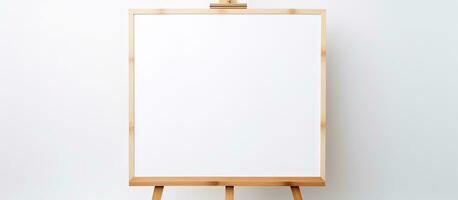 Photo of an empty easel with a blank canvas, ready for artistic inspiration with copy space