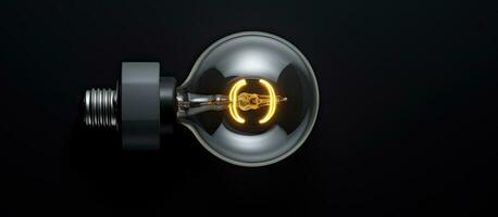 Photo of a illuminated light bulb with copy space with copy space