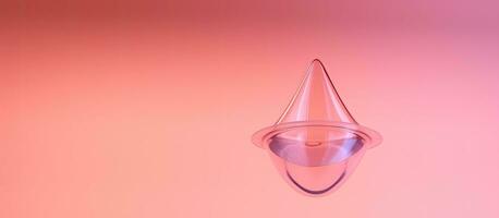 Photo of a single droplet of water on a vibrant pink surface with copy space