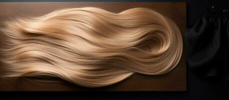 Photo of blonde hair painting on a brown background with copy space with copy space