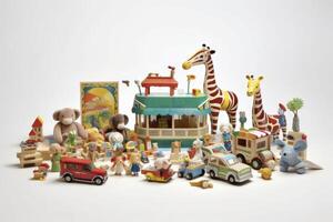 toys collection isolated on white background, photo