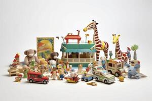 toys collection isolated on white background, AI Generative photo