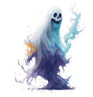 vector ilustración de fantasma, fantasma silueta aislado en transparente antecedentes. Víspera de Todos los Santos escalofriante monstruo, de miedo espíritu o duende volador en noche. místico criatura sin cuerpo png