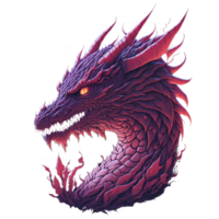 Head of Fantasy Dragon. Ferocious monster. Vicious dragon with a gaping maw. Beast. Creature. Fierce. Angry. 3D illustration. png