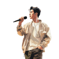 Singer vector, watercolor style, transparent background png