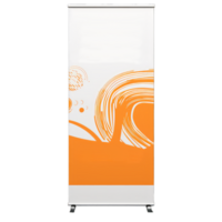 Roll up banner isolated on transparent background. Vertical empty mockup roll up stand template, Generative AI png