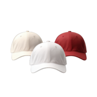 Cap mockup. Isolated on transparent background, realistic cap hat templates. angle view of adult caps mockup, generative ai png