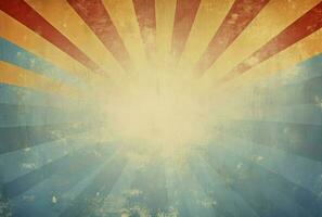 Retro background with curved, rays or stripes in the center. Sunburst or sun burst retro background, Generative AI photo