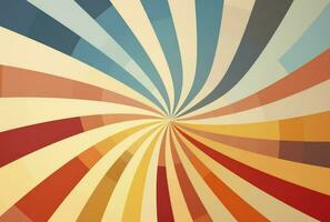Retro background with curved, rays or stripes in the center. Sunburst or sun burst retro background, Generative AI photo