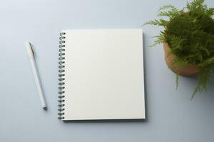 realista cuaderno Bosquejo, bloc con blanco cubrir y untado para tu diseño. realista libro de copiar con oscuridad, generativo ai foto