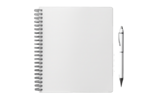 Realistic notebook mockup, notepad with blank cover and spread for your design. Realistic copybook with shadows isolated on transparent background, Generative AI png