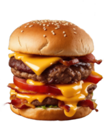 Fresh tasty burger isolated on transparent background, Generative AI png