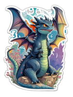 autocollant mignonne dragon. vecteur des illustrations dans brillant couleurs avec amusement et magnifique personnages pour utilisation comme autocollants, conception éléments, enfants illustrations, génératif ai png