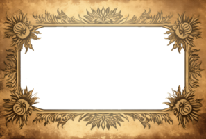 Golden frame elements. Gold angles border on transparent background, generative ai png