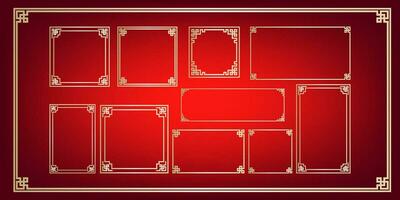 Chinese style golden frame element for traditional design concept. vector