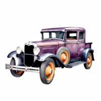 Clásico rústico coche acuarela clipart ai generado png