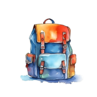 Backpack Back to School Watercolor Clipart AI Generated png