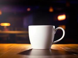 Mockup of mug on bar background photo