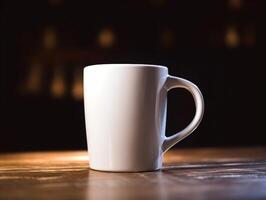 Mockup of mug on bar background photo