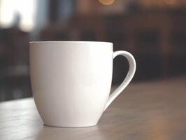 Mockup of mug on bar background photo