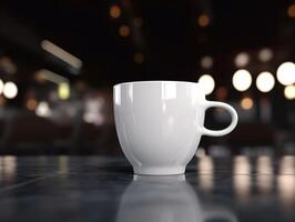 Mockup of mug on bar background photo