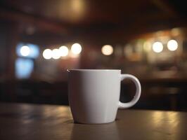 Mockup of mug on bar background photo