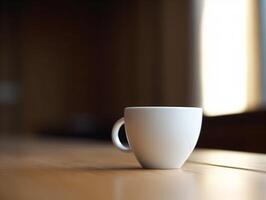Mockup of mug on bar background photo