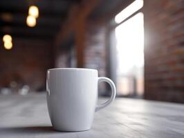 Mockup of mug on bar background photo