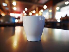 Mockup of mug on bar background photo