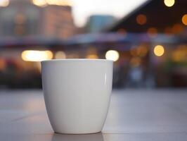 Mockup of mug on bar background photo