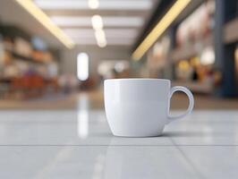 Mockup of mug on bar background photo