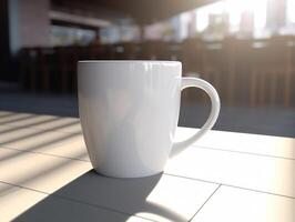 Mockup of mug on bar background photo