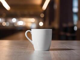 Mockup of mug on bar background photo