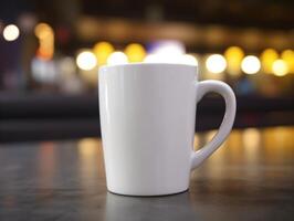 Mockup of mug on bar background photo