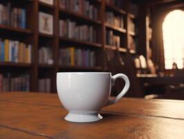 Mockup of mug on bar background photo