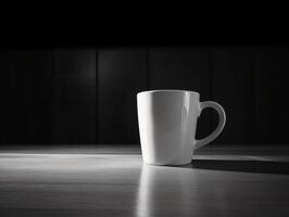 Mockup of mug on bar background photo