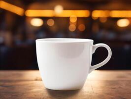 Mockup of mug on bar background photo